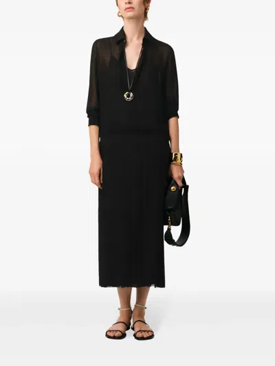 Ami Alexandre Mattiussi Lapel Long Sleeve Dress In Black
