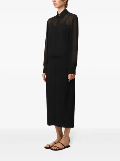 Ami Alexandre Mattiussi Lapel Long Sleeve Dress In Black