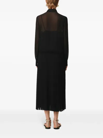 Ami Alexandre Mattiussi Lapel Long Sleeve Dress In Black