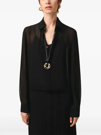 Ami Alexandre Mattiussi Lapel Long Sleeve Dress In Black