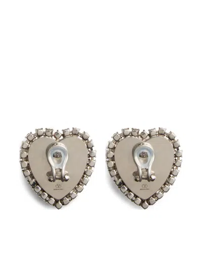 Valentino Garavani Coeur Hyperbole Heart Earrings In Silver