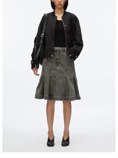 3.1 Phillip Lim Zip Cocoon Back Bomber Jacket In Black