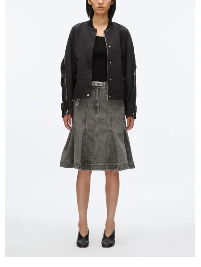 3.1 Phillip Lim Zip Cocoon Back Bomber Jacket In Black