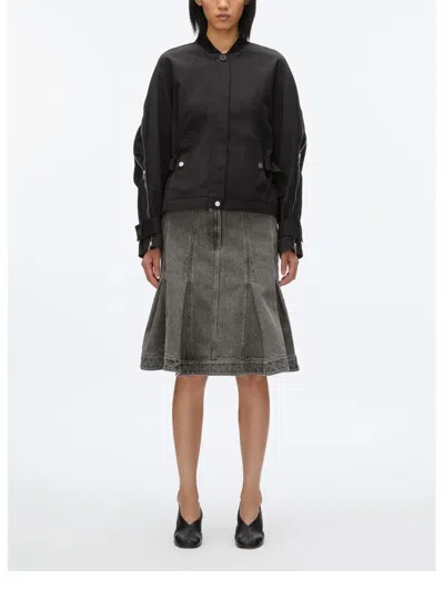 3.1 Phillip Lim Zip Cocoon Back Bomber Jacket In Black