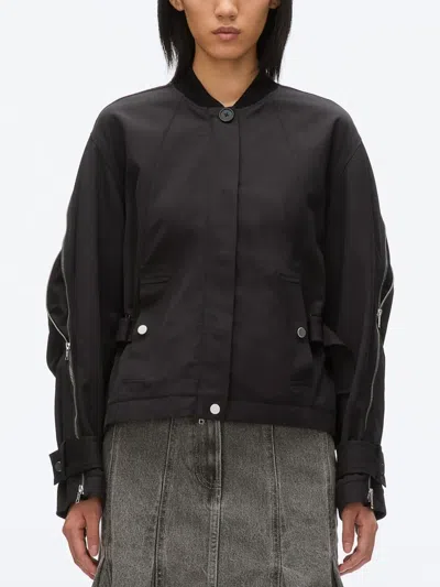 3.1 Phillip Lim Zip Cocoon Back Bomber Jacket In Black