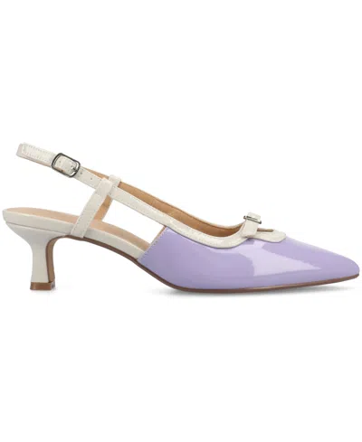 Journee Collection Padma Womens Pointed Closed Toe Kitten Heel Pumps In Patent,lilac
