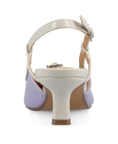 Journee Collection Padma Womens Pointed Closed Toe Kitten Heel Pumps In Patent,lilac