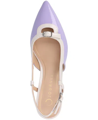 Journee Collection Padma Womens Pointed Closed Toe Kitten Heel Pumps In Patent,lilac