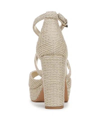 Naturalizer Women's Melody Platform Peep Toe Dress Sandals In Light Tan Metallic Woven Fabric