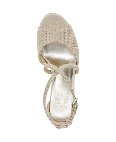 Naturalizer Women's Melody Platform Peep Toe Dress Sandals In Light Tan Metallic Woven Fabric