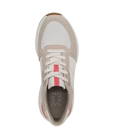 Naturalizer Women's Blossom Round Toe Lace Up Wedge Sneakers In Porcelain,white Multi Suede,nylon Fabric