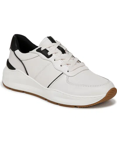 Naturalizer Women's Blossom Round Toe Lace Up Wedge Sneakers In Warm White,black Leather