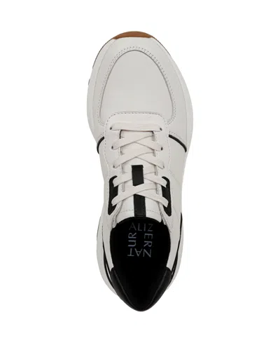 Naturalizer Women's Blossom Round Toe Lace Up Wedge Sneakers In Warm White,black Leather