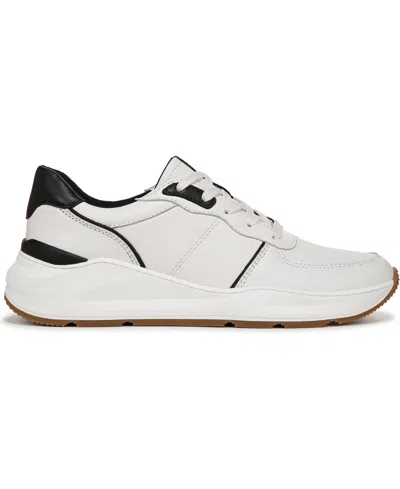 Naturalizer Women's Blossom Round Toe Lace Up Wedge Sneakers In Warm White,black Leather