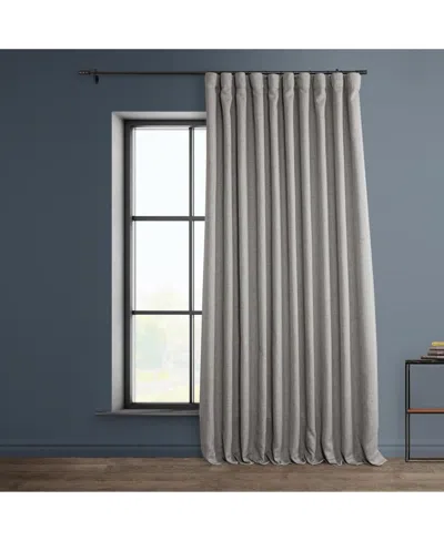 Half Price Drapes Clay Extra Wide Textured Faux Linen Room Darkening Curtain In Grey
