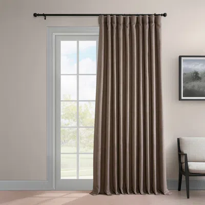 Half Price Drapes Dutch Cocoa Extra Wide Textured Faux Linen Room Darkening Curtain In Brown