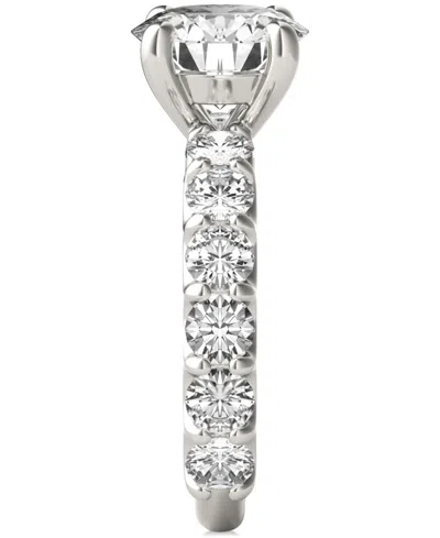 Charles & Colvard Moissanite Cushion & Round Engagement Ring (3-1/2 Ct. T.w. Diamond Equivalent) In 14k White Gold In 14k White Gold