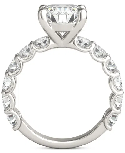 Charles & Colvard Moissanite Cushion & Round Engagement Ring (3-1/2 Ct. T.w. Diamond Equivalent) In 14k White Gold In 14k White Gold