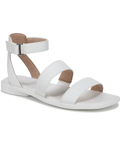 Soul Naturalizer Women's Fiesta Ankle Strap Footbed Flat Sandals In White Faux Leather