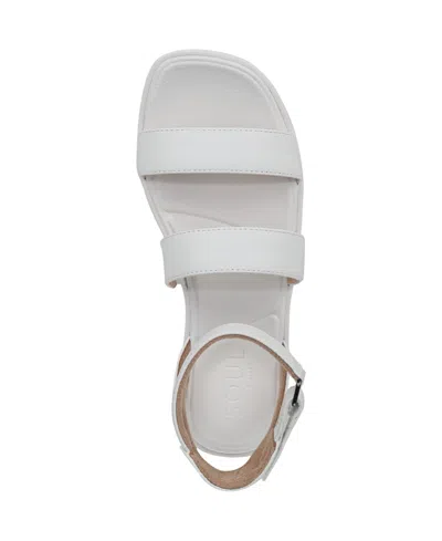 Soul Naturalizer Women's Fiesta Ankle Strap Footbed Flat Sandals In White Faux Leather