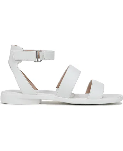 Soul Naturalizer Women's Fiesta Ankle Strap Footbed Flat Sandals In White Faux Leather