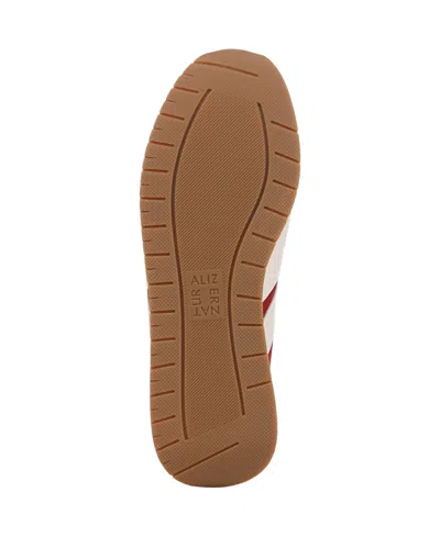 Naturalizer Women's Lorena Closed Round Toe Lace Up Sneakers In Deep Red,white Fabric,suede,leather