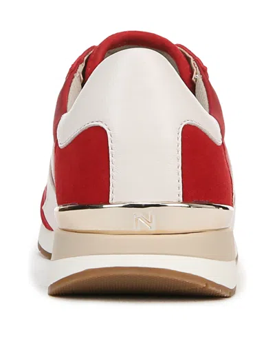 Naturalizer Women's Lorena Closed Round Toe Lace Up Sneakers In Deep Red,white Fabric,suede,leather