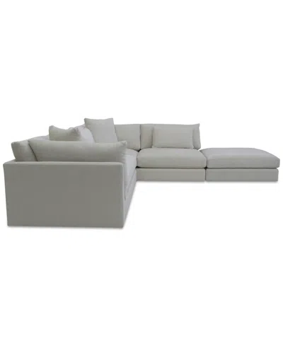 Macy's Merten 3-pc. Fabric Sectional Sofa, Exclusively At Macys In Cream