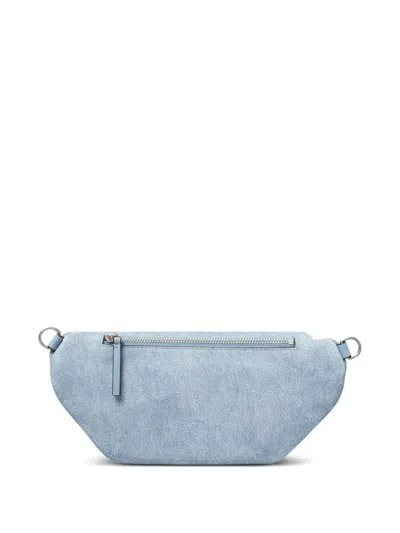 Tory Burch Quilted Leather Beltbag Chain Strap In Denim