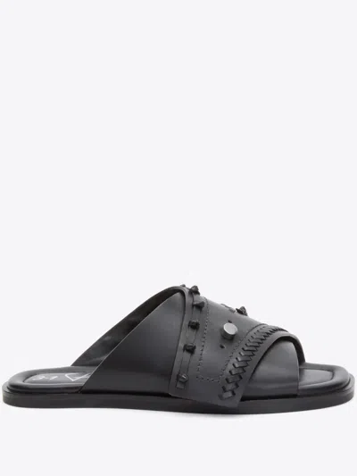 3.1 Phillip Lim Leather Crossover Slide Sandals In Black