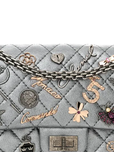 Pre-owned Chanel 2006-2008 2.55 Lucky Charms Shoulder Bag In Silver