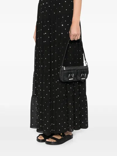 Michael Kors Hammered Leather Clutch With Zip Closure In Black