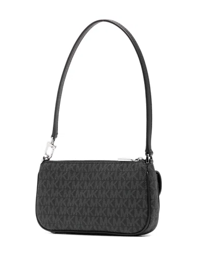 Michael Kors Hammered Leather Clutch With Zip Closure In Black