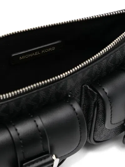 Michael Kors Hammered Leather Clutch With Zip Closure In Black