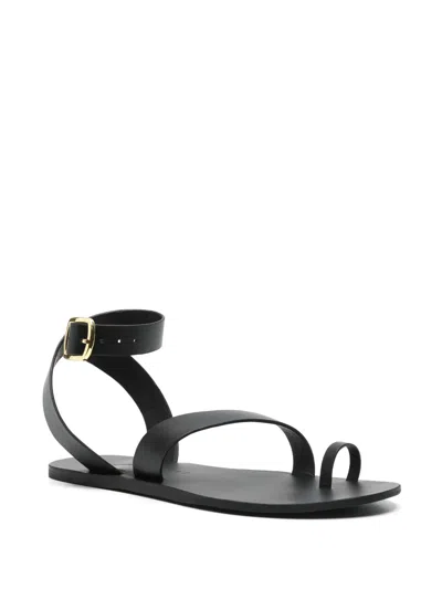 Manebi Black Leather Gladiator Style Sandals In Black