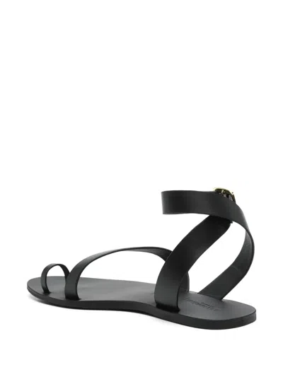 Manebi Black Leather Gladiator Style Sandals In Black