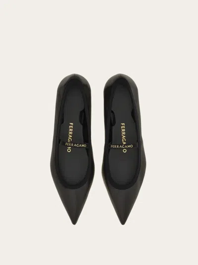 Ferragamo Sofia Wraparound Leather Ballet Flats In Black