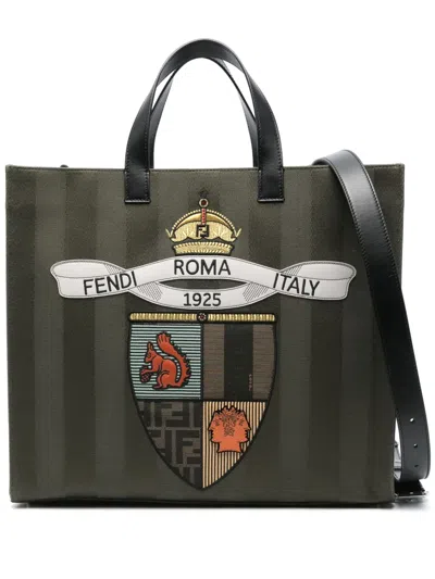 Fendi Structured Tote Bag With Detachable Strap And Top Handles In Multicolor