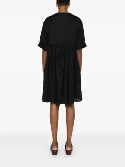 Gran Sasso Linen Boat-neck Mini Dress In Black