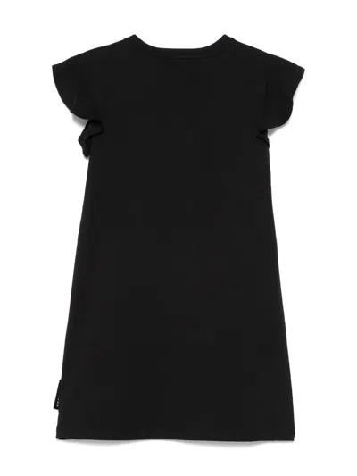 John Richmond Junior Rubberised-logo Dress In Black