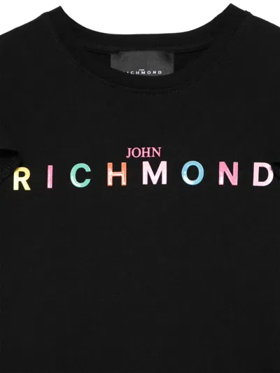 John Richmond Junior Rubberised-logo Dress In Black