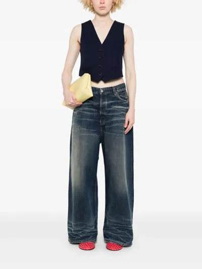 Msgm Slub-texture Waistcoat In Blue
