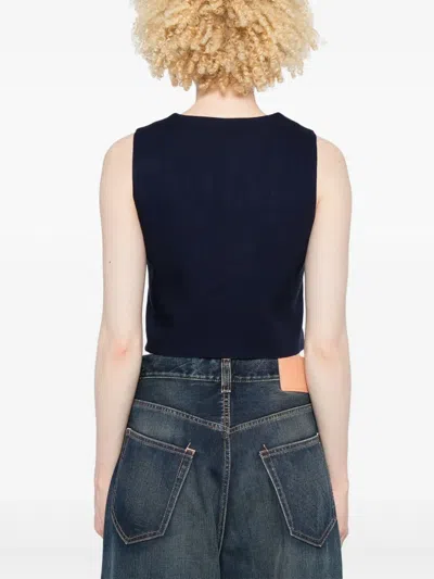 Msgm Slub-texture Waistcoat In Blue