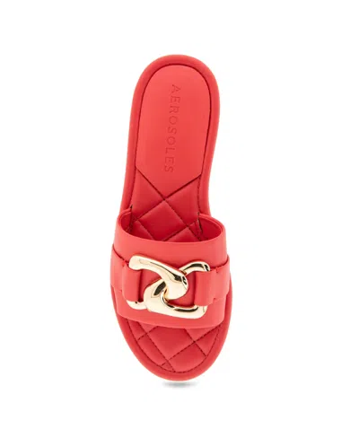 Aerosoles Women's Big Charm Slide Open Toe Sandals In Coral Faux Leather