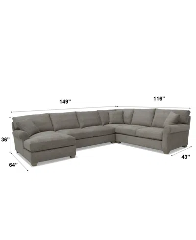 Macy's Reiter 4-pc. Fabric Sectional Sofa, Exclusively At  In Cobblestone