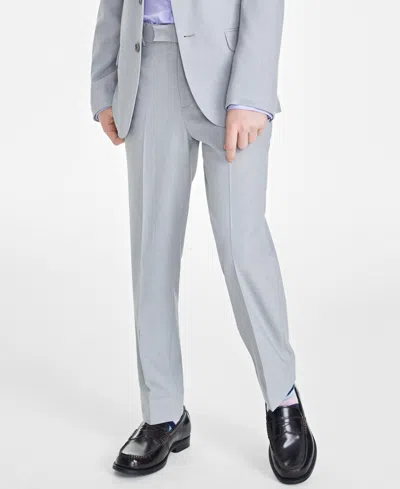 Calvin Klein Big Boys Slim Fit Machine Washable Stretch Suit Pants In Silver