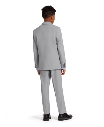 Calvin Klein Big Boys Slim Fit Machine Washable Stretch Suit Pants In Silver