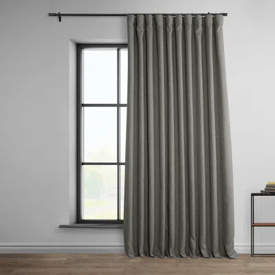 Half Price Drapes Blazer Grey Extra Wide Textured Faux Linen Room Darkening Curtain In Grey