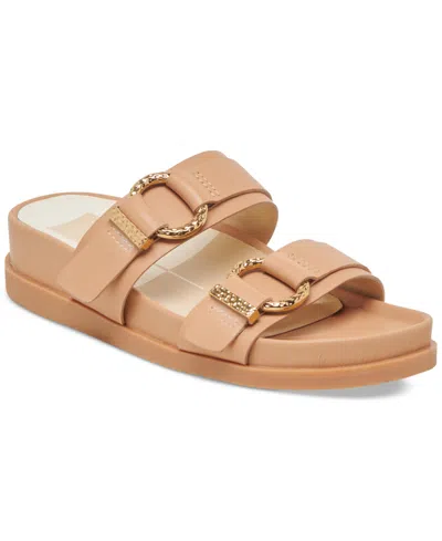 Dolce Vita Women's Soya Double Buckle Footbed Sandals In Light Tan Leather