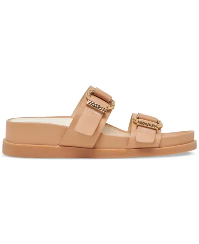 Dolce Vita Women's Soya Double Buckle Footbed Sandals In Light Tan Leather